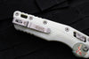 Microtech Knives- M.S.I. Ram-Lok Folder- White Tri-Grip Injection Molded Handle- Stonewash Plain Edge Blade 210T-10 PMWH