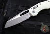 Microtech Knives- M.S.I. Ram-Lok Folder- White Tri-Grip Injection Molded Handle- Apocalyptic Part Serrated Edge Blade 210T-11 APPMWH