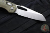 Microtech Knives- M.S.I. Ram-Lok Folder- OD Green Tri-Grip Polymer Handle- Stonewash Part Serrated Edge Blade 210T-11 PMOD