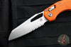 Microtech Knives- M.S.I. Ram-Lok Folder- Orange Tri-Grip Injection Molded Handle- Stonewash Part Serrated Edge Blade 210T-11 PMOR
