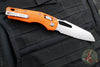 Microtech Knives- M.S.I. Ram-Lok Folder- Orange Tri-Grip Injection Molded Handle- Stonewash Part Serrated Edge Blade 210T-11 PMOR