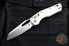 Microtech Knives- M.S.I. Ram-Lok Folder- White Tri-Grip Injection Molded Handle- Stonewash Part Serrated Edge Blade 210T-11 PMWH