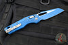 Microtech Knives- M.S.I. Ram-Lok Folder- Blue Finished Tri-Grip Injection Molded Handle- Cerakoted Blue Plain Edge Blade 210T-1 PMCBL