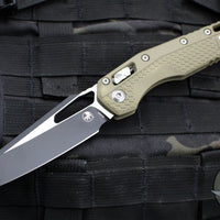 Microtech Knives- M.S.I. Ram-Lok Folder- OD Green Tri-Grip Injection Molded Handle- Black Plain Edge Blade- Bead Blast Hardware 210T-1 PMOD