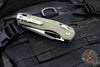 Microtech Knives- M.S.I. Ram-Lok Folder- OD Green Tri-Grip Injection Molded Handle- Black Plain Edge Blade- Bead Blast Hardware 210T-1 PMOD