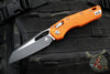 Microtech Knives- M.S.I. Ram-Lok Folder- Orange Tri-Grip Injection Molded Handle- Black Plain Edge Blade- Bead Blast Hardware 210T-1 PMOR