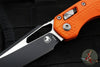 Microtech Knives- M.S.I. Ram-Lok Folder- Orange Tri-Grip Injection Molded Handle- Black Plain Edge Blade- Bead Blast Hardware 210T-1 PMOR