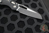 Microtech Knives- M.S.I. Ram-Lok Folder- Black Tri-Grip Injection Molded Handle- Black Part Serrated Edge Blade- Bead Blast Hardware 210T-2 PMBK