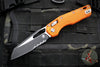Microtech Knives- M.S.I. Ram-Lok Folder- Orange Tri-Grip Injection Molded Handle- Black Part Serrated Edge Blade- Bead Blast Hardware 210T-2 PMOR