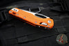 Microtech Knives- M.S.I. Ram-Lok Folder- Orange Tri-Grip Injection Molded Handle- Black Part Serrated Edge Blade- Bead Blast Hardware 210T-2 PMOR