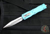 Microtech Dirac OTF Knife- Double Edge- Turquoise Handle- Stonewash Part Serrated Blade  225-11 TQ