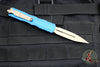 Microtech Dirac OTF Knife- Double Edge- Blue with Bronzed Blade HW 225-13 BL