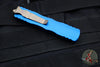 Microtech Dirac OTF Knife- Double Edge- Blue with Bronzed Blade HW 225-13 BL