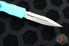 Microtech Dirac OTF Knife- Double Edge- Turquoise Handle- Satin Part Serrated Blade HW 225-5 TQ