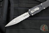 Microtech Dirac Delta OTF Knife- Double Edge- Black Handle- Apocalyptic Part Serrated Blade 227-11 AP