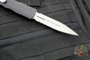 Microtech Dirac Delta OTF Knife- Double Edge- Black Handle- Apocalyptic Part Serrated Blade 227-11 AP