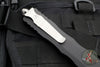 Microtech Dirac Delta OTF Knife- Double Edge- Black Handle- Apocalyptic Part Serrated Blade 227-11 AP