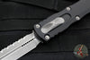Microtech Dirac Delta OTF Knife- Double Edge- Black Handle- Apocalyptic Full Serrated Blade 227-12 AP