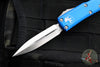 Microtech UTX-85 OTF Knife- Double Edge- Blue Handle- Satin Blade 232-4 BL