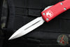 Microtech UTX-85 OTF Knife- Double Edge- Red Handle- Satin Blade 232-4 RD