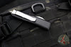 Microtech UTX-85 OTF Knife- Double Edge- Black Handle- Satin Full Serrated Blade 232-6