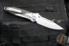 Microtech Socom Bravo- MINI- Single Edge- Bead Blast Finish Titanium Handle with Carbon Fiber Scales- Blue Pivot Collar 260M-7 CFTI