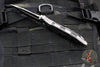 Microtech Socom Bravo- MINI- Single Edge- Bead Blast Finish Titanium Handle with Carbon Fiber Scales- Blue Pivot Collar 260M-7 CFTI