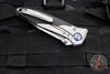 Microtech Socom Bravo- MINI- Single Edge- Bead Blast Finish Titanium Handle with Carbon Fiber Scales- Blue Pivot Collar 260M-7 CFTI