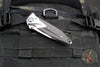 Microtech Socom Bravo- MINI- Single Edge- Bead Blast Finish Titanium Handle with Carbon Fiber Scales- Blue Pivot Collar 260M-7 CFTI
