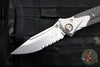 Microtech Socom Bravo- MINI- Single Edge- Bead Blast Finish Titanium Handle with Carbon Fiber Scales- Bead Blast Part Serrated Blade- Bronze Pivot Collar 260M-8 CFTI