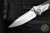 Microtech Socom Bravo- MINI- Single Edge- Bead Blast Finish Titanium Handle with Carbon Fiber Scales- Bead Blast Full Serrated Blade- Bronze Pivot Collar 260M-9 CFTI
