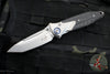 Microtech Socom Bravo- MINI- Tanto Edge-  Titanium Handle with Carbon Fiber Scales- Bead Blast Finished Plain Edge- Blue Pivot Collar 261M-7 CTFI
