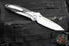 Microtech Socom Bravo- MINI- Tanto Edge-  Titanium Handle with Carbon Fiber Scales- Bead Blast Finished Plain Edge- Blue Pivot Collar 261M-7 CTFI