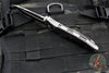 Microtech Socom Bravo- MINI- Tanto Edge-  Titanium Handle with Carbon Fiber Scales- Bead Blast Finished Plain Edge- Blue Pivot Collar 261M-7 CTFI
