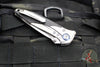 Microtech Socom Bravo- MINI- Tanto Edge-  Titanium Handle with Carbon Fiber Scales- Bead Blast Finished Plain Edge- Blue Pivot Collar 261M-7 CTFI