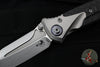 Microtech Socom Bravo- MINI- Spearpoint Edge- Titanium Handle with Carbon Fiber Scales- Satin Finished Plain Edge- Blue Pivot Collar 262M-4 CTFI