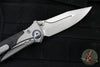 Microtech Socom Bravo- MINI- Spearpoint Edge- Titanium Handle with Carbon Fiber Scales- Satin Finished Plain Edge- Blue Pivot Collar 262M-4 CTFI