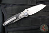 Microtech Socom Bravo- MINI- Warcom Edge- Titanium Handle with Carbon Fiber Scales- Satin Finished Plain Edge- Blue Pivot Collar 263M-4 CTFI