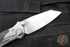 Microtech Socom Bravo- MINI- Warcom Edge- Titanium Handle with Carbon Fiber Scales- Satin Finished Plain Edge- Blue Pivot Collar 263M-4 CTFI