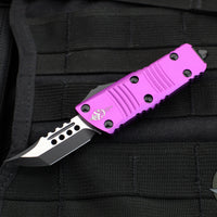 Microtech Mini Troodon OTF Knife- Hellhound Edge- Violet Handle- Black Blade 819-1 VIS