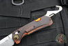 Benchmade Grizzly Creek- Drop Point- Wood Scales- Folding Gut Hooks- Satin Blade- Orange backspacer 15062