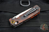 Benchmade Grizzly Creek- Drop Point- Wood Scales- Folding Gut Hooks- Satin Blade- Orange backspacer 15062