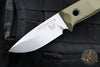 Benchmade MINI Bushcrafter Fixed Blade- OD Green G-10- Stonewash Blade- Black Leather Sheath Model 165-1