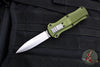 Benchmade Mini Infidel OTF Auto Knife- Double Edge- Woodland Green Handle- Stonewash Plain Edge 3350-2302