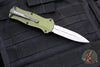 Benchmade Mini Infidel OTF Auto Knife- Double Edge- Woodland Green Handle- Stonewash Plain Edge 3350-2302