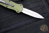 Benchmade Mini Infidel OTF Auto Knife- Double Edge- Woodland Green Handle- Stonewash Plain Edge 3350-2302