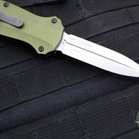 Benchmade Mini Infidel OTF Auto Knife- Double Edge- Woodland Green Handle- Stonewash Plain Edge 3350-2302