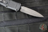 Benchmade Claymore OTF Auto Knife- Mini- Double Edge- Black Grivory Body- Smoke Gray PVD Finished Plain Edge Blade 3375GY