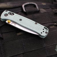 Benchmade Mini Bugout- Drop Point- Sage Green Handle- Crushed Silver Finished Blade 533SL-07