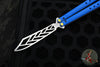 Benchmade Necron Butterfly Balisong- Trainer- Blue G-10 Handles- Stonewash Scimitar Edge Trainer 99T